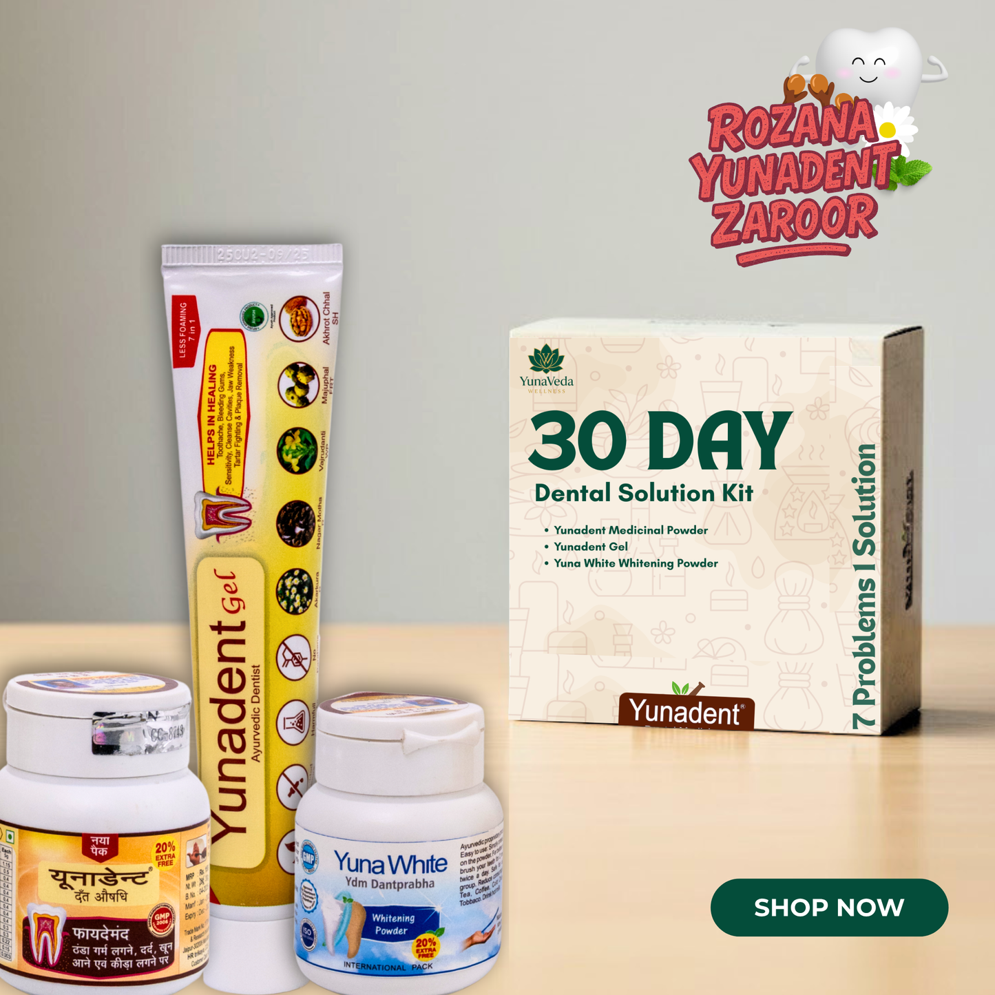 Yunadent Ayurvedic 30 Days Complete Dental Solution Kit